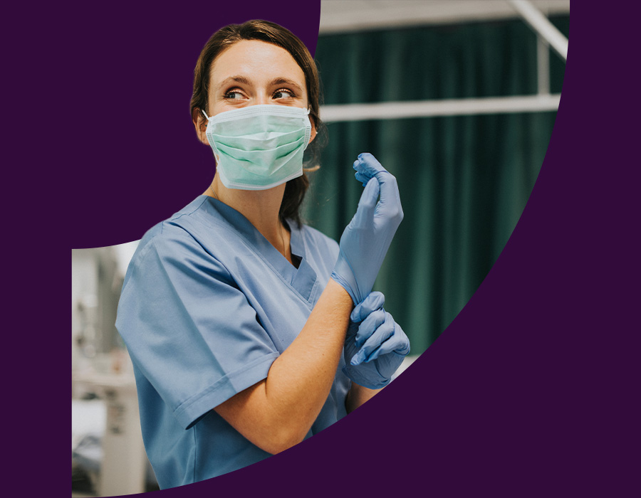 Infectious Disease Doctor putting on safety gloves